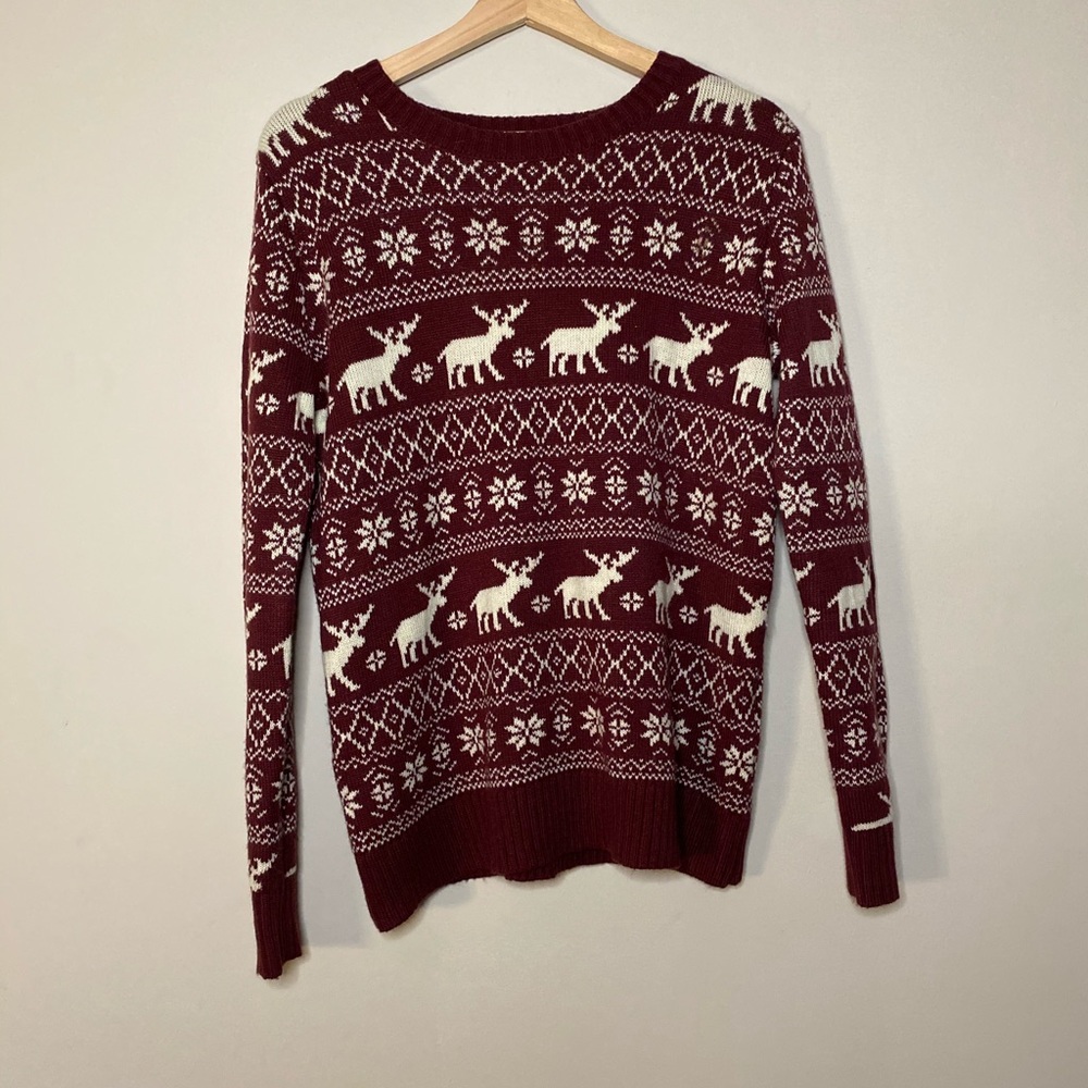 Red Forever 21 Fair Isle Style Sweater S